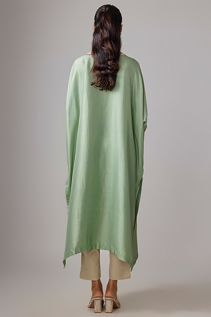 Aqua Green Silk Resham Work Kaftan Set by Prisho at Pernia's Pop Up Shop