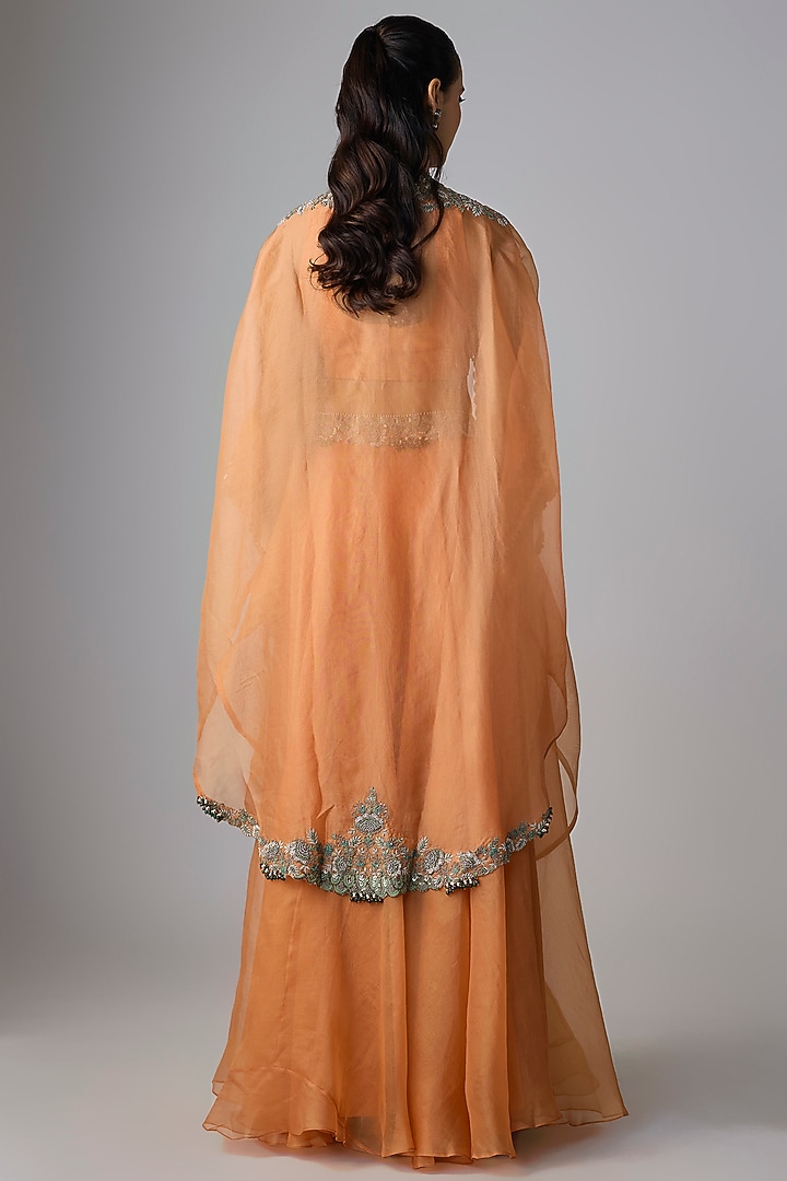Rust Silk Thread Work Skirt Set by Prisho at Pernia's Pop Up Shop