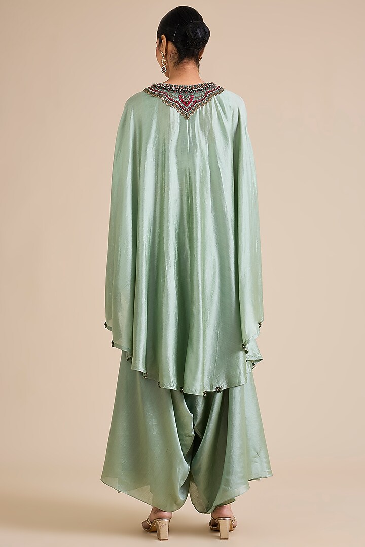 Aqua Chanderi Dori Work Kaftan Set by Prisho at Pernia's Pop Up Shop