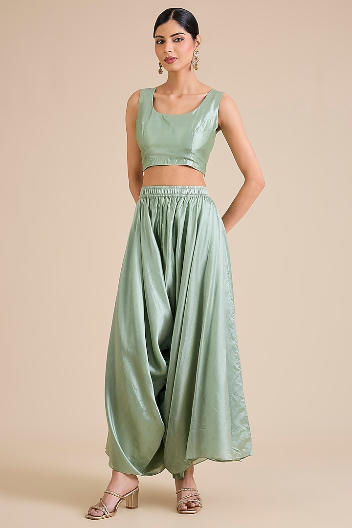 Aqua Chanderi Dori Work Kaftan Set by Prisho at Pernia's Pop Up Shop
