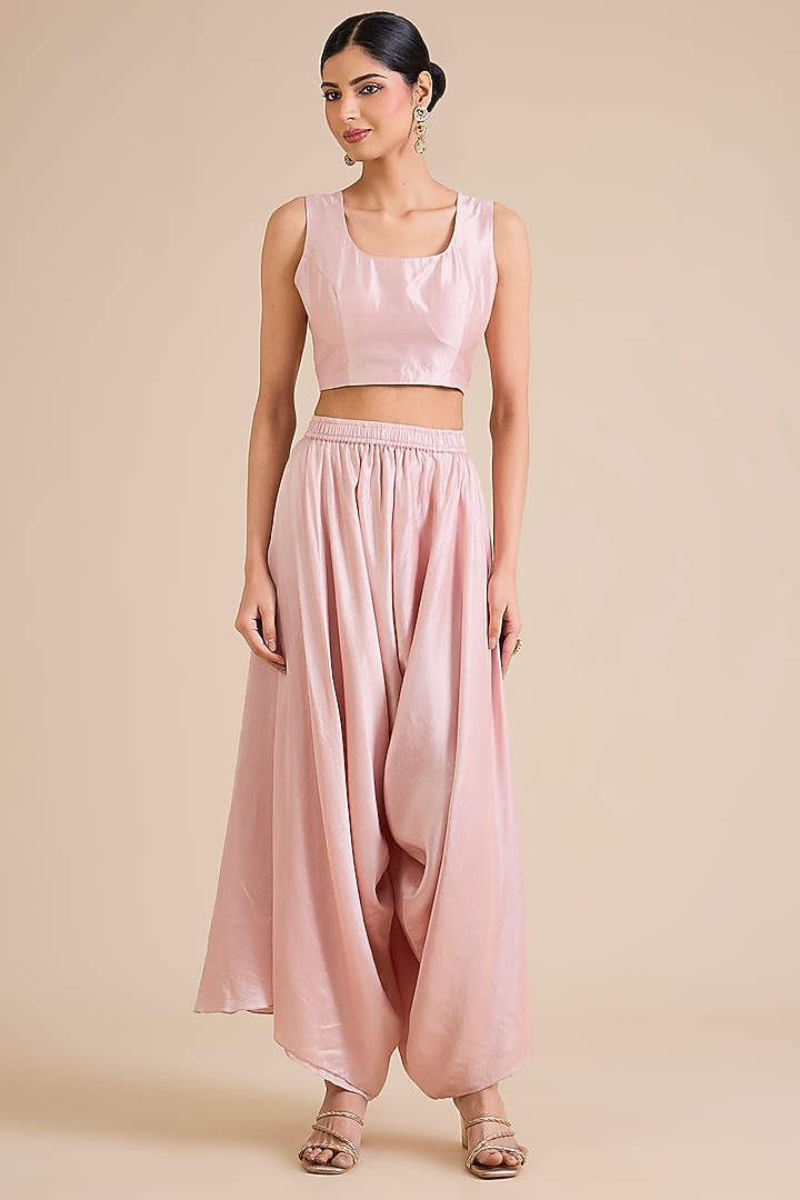 Flamingo Pink Chanderi Dori Work Kaftan Set by Prisho at Pernia's Pop Up Shop