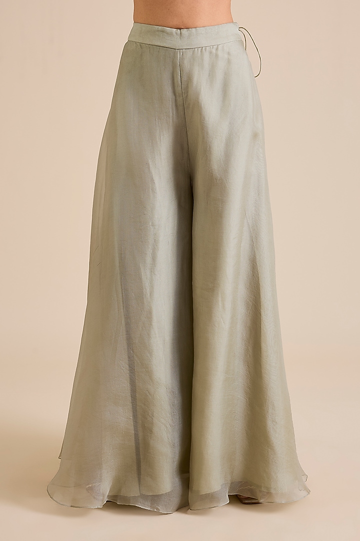 Mint Green Silk & Organza Wedding Sharara Set by Prisho at Pernia's Pop Up Shop