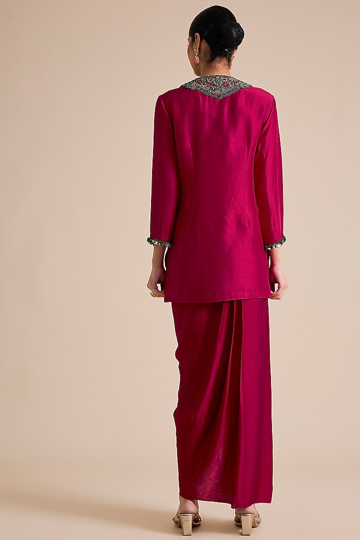 Cherry Red Modal Satin Skirt Set by Prisho at Pernia's Pop Up Shop