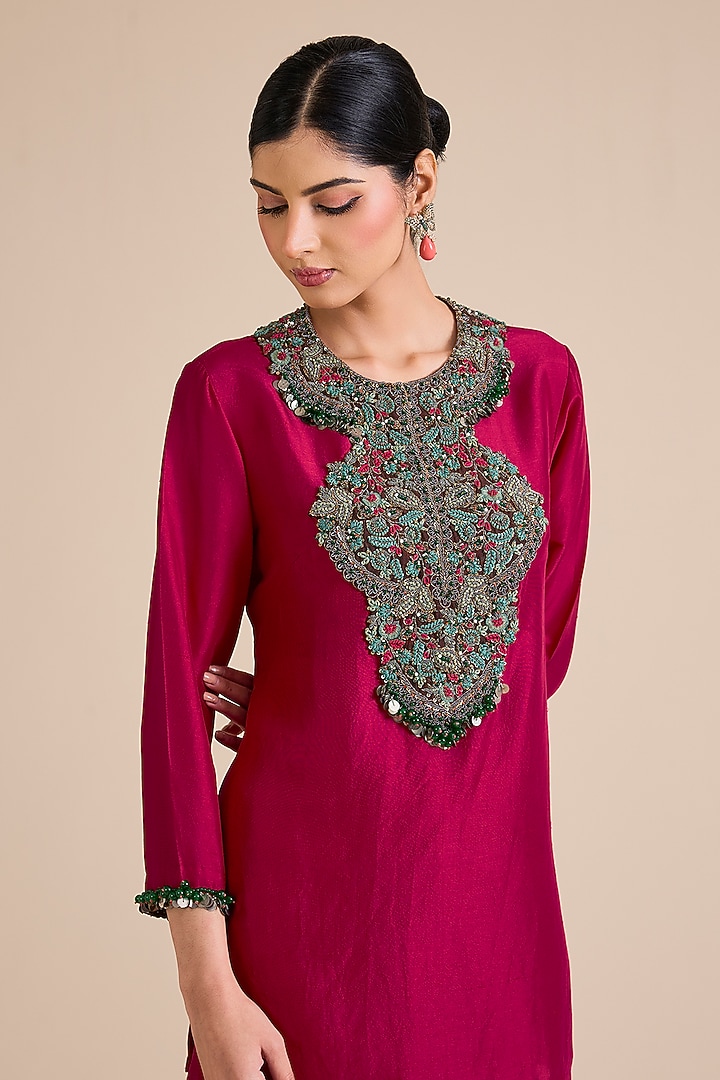 Cherry Red Modal Satin Skirt Set by Prisho at Pernia's Pop Up Shop