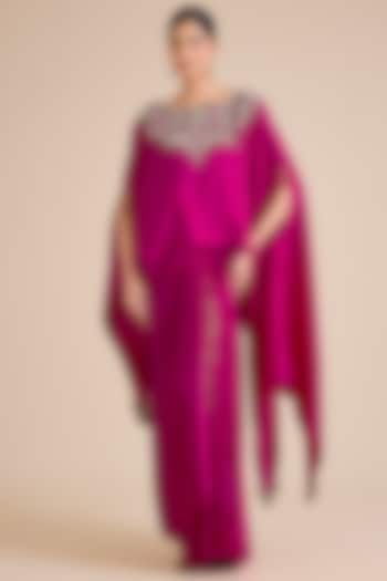Fuchsia Modal Satin Skirt Set by Prisho at Pernia's Pop Up Shop