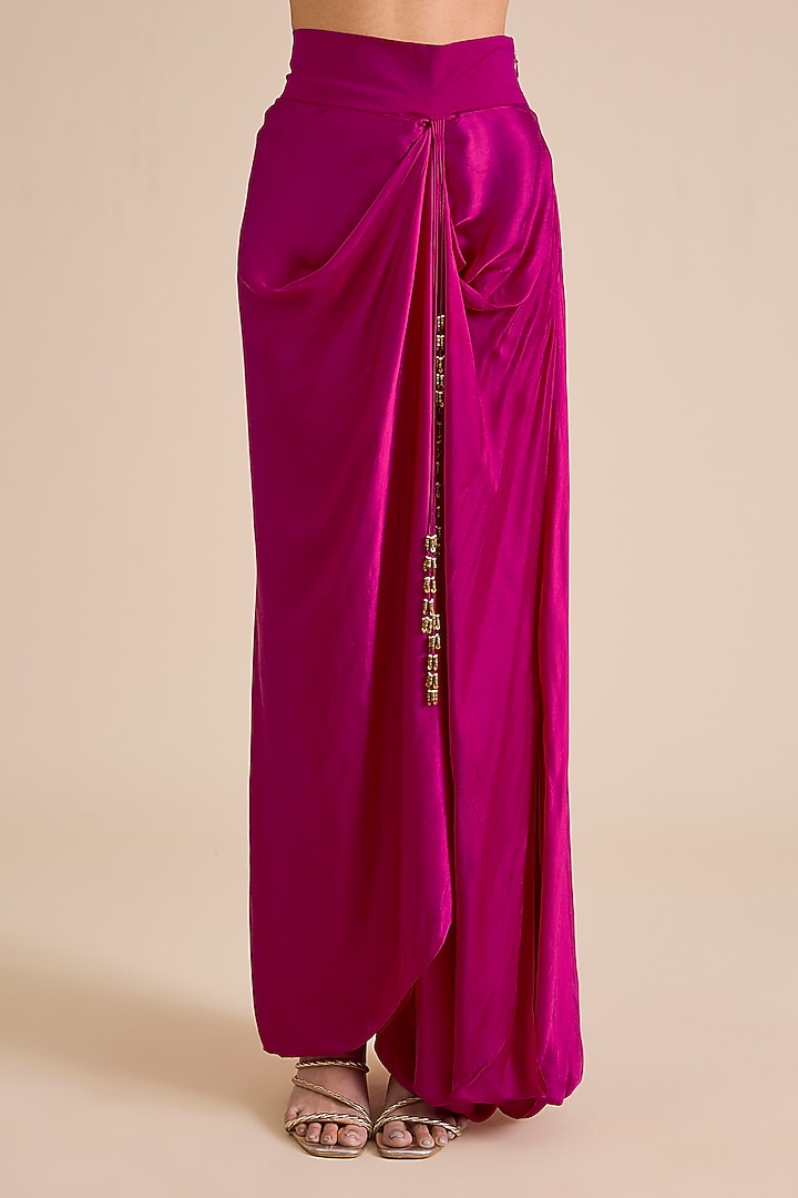 Fuchsia Modal Satin Skirt Set by Prisho at Pernia's Pop Up Shop