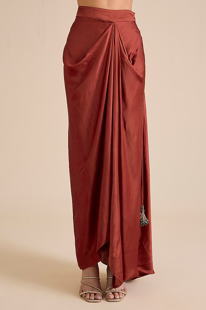 Deep Orange Silk Dori Embroidered Jacket Set by Prisho at Pernia's Pop Up Shop