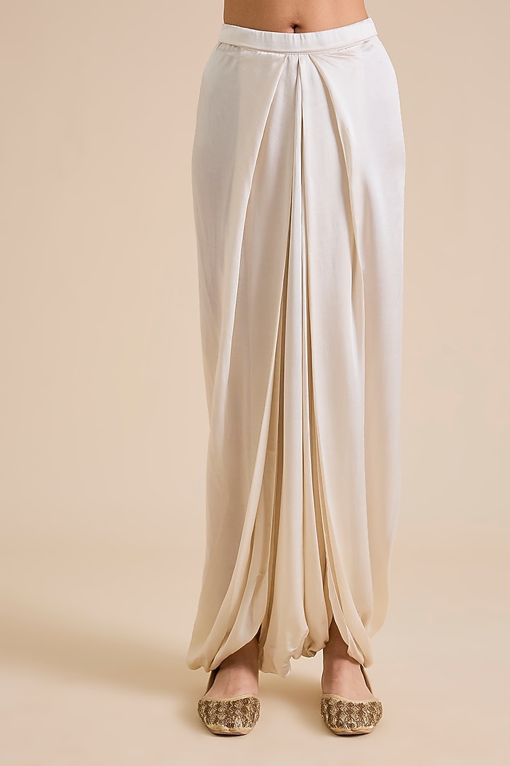 Ivory Silk Mukesh Work Kaftan Set by Prisho at Pernia's Pop Up Shop