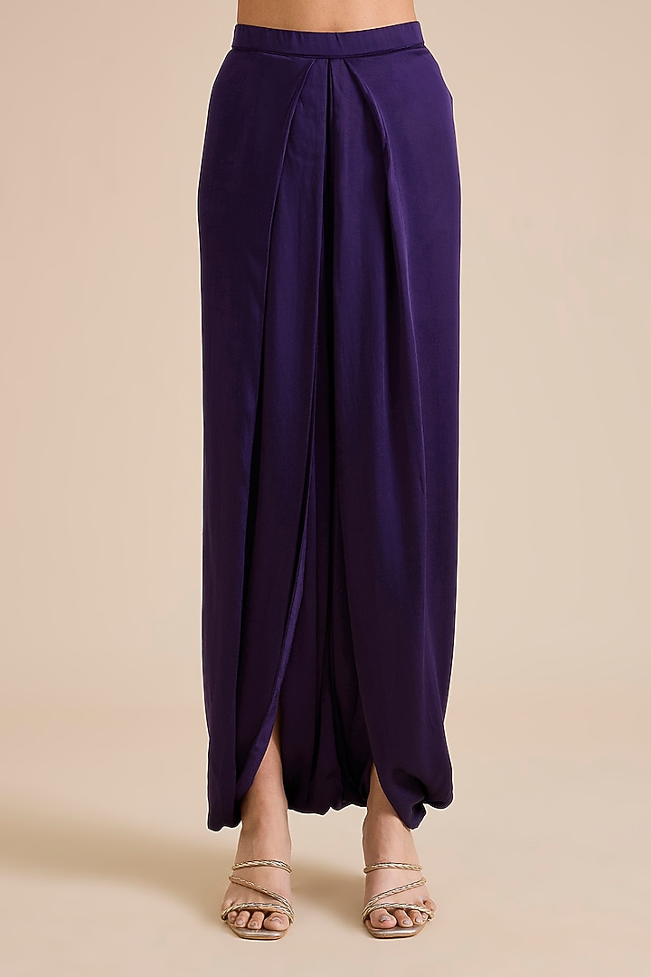 Dark Purple Silk Mukesh Work Kaftan Set by Prisho at Pernia's Pop Up Shop
