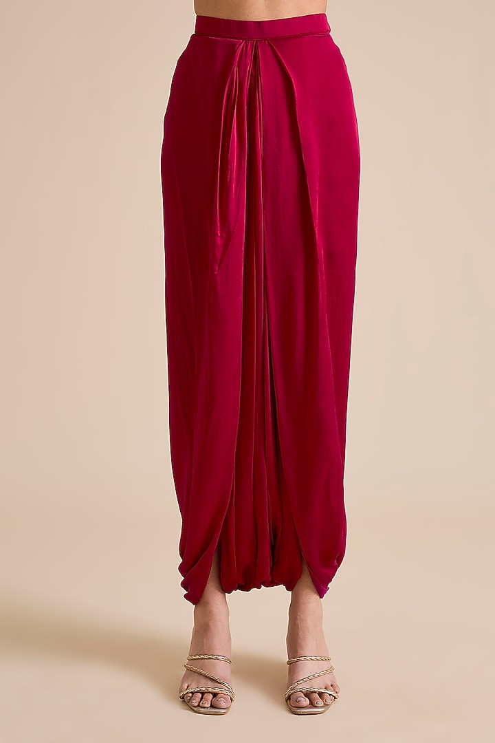Cherry Red Silk Mukesh Work Kaftan Set by Prisho at Pernia's Pop Up Shop
