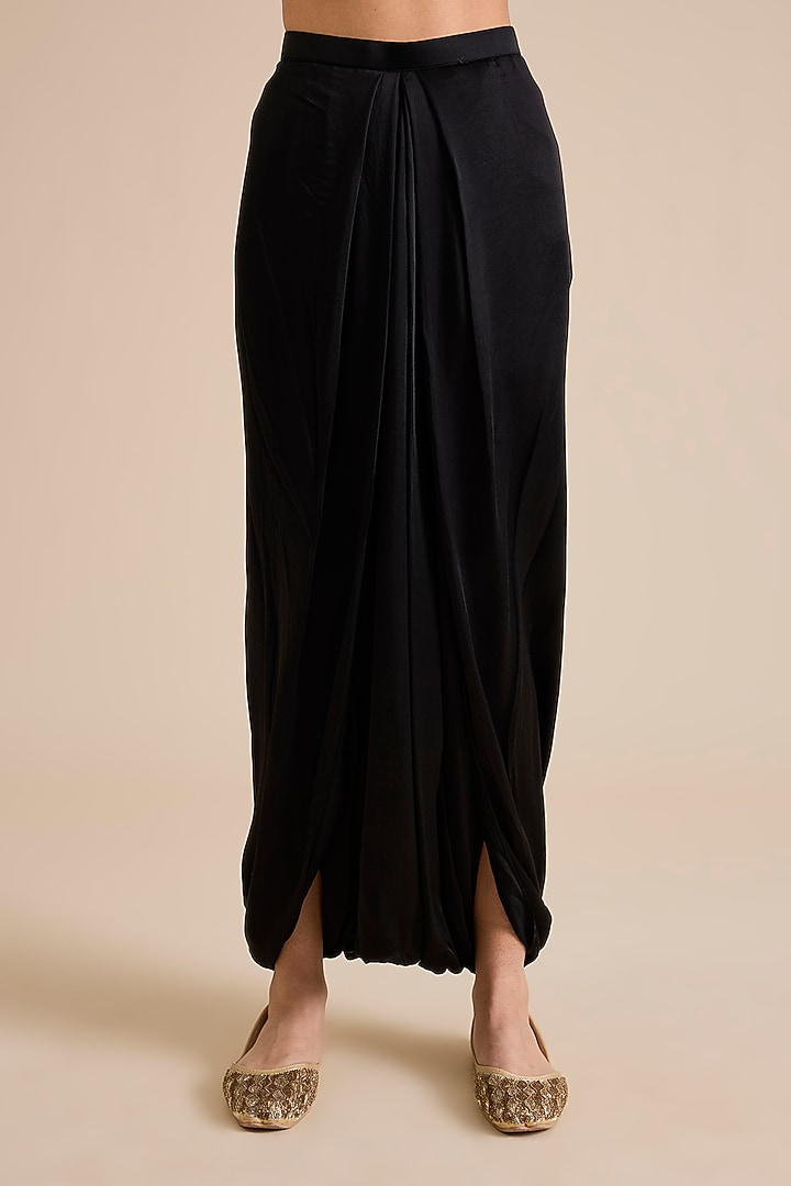 Black Silk Mukesh Work Kaftan Set by Prisho at Pernia's Pop Up Shop