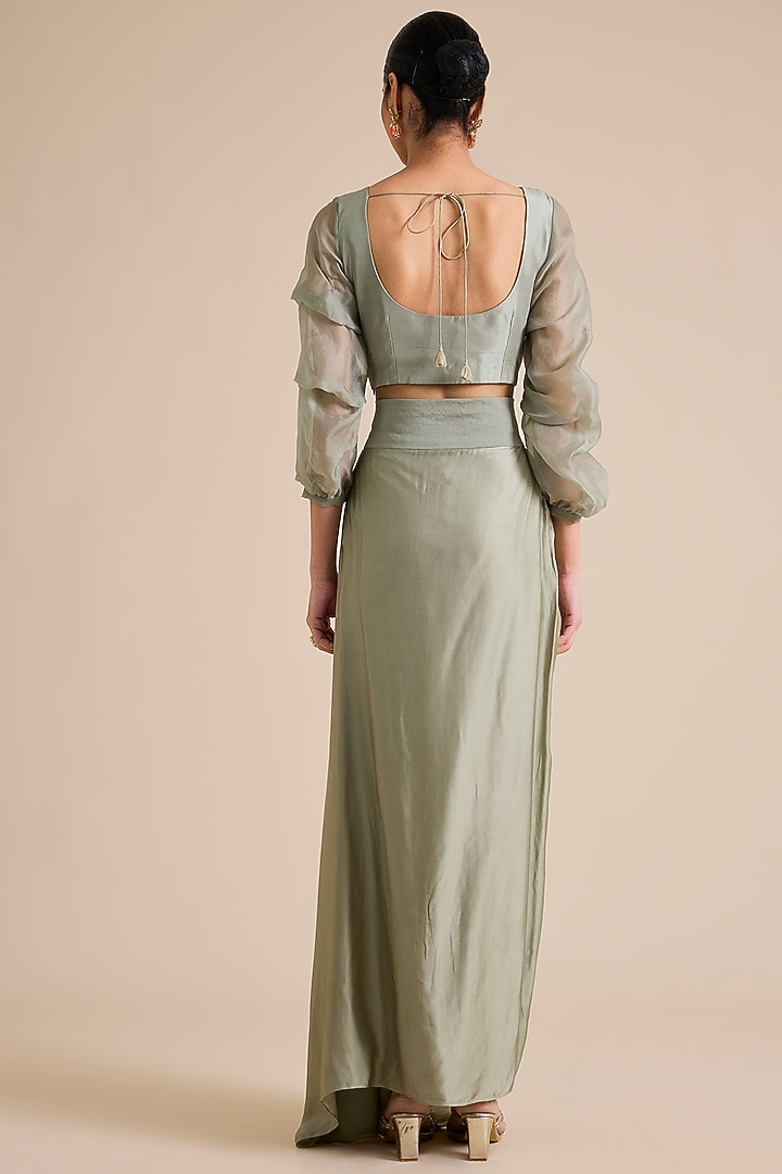 Bluish Silk Resham Work Jacket Set by Prisho at Pernia's Pop Up Shop