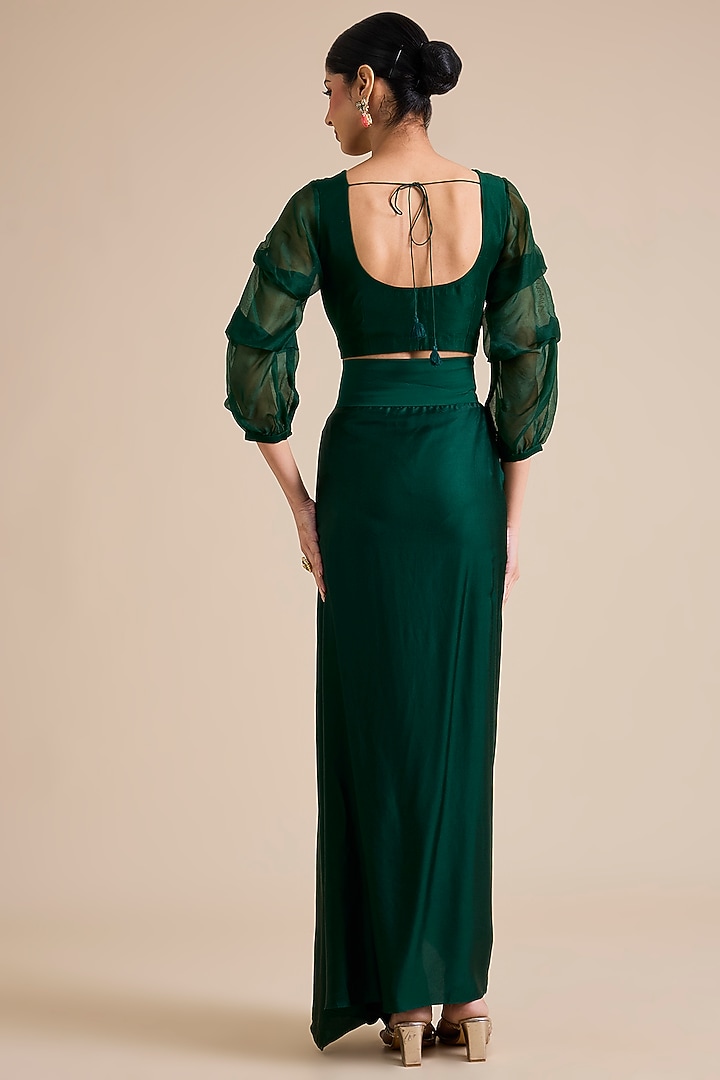 Bottle Green Silk Resham Work Jacket Set by Prisho at Pernia's Pop Up Shop