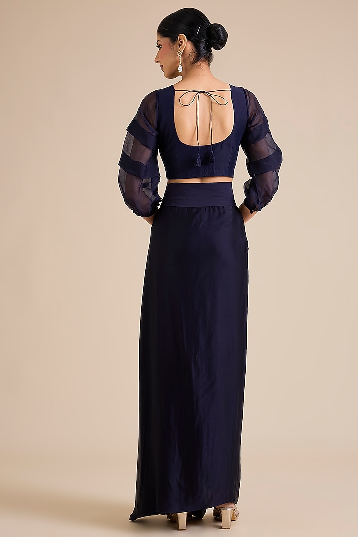 Royal Blue Silk Resham Work Jacket Set by Prisho at Pernia's Pop Up Shop