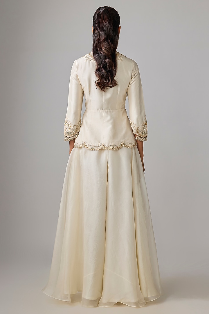 Ivory Organza Wedding Sharara Set by Prisho at Pernia's Pop Up Shop