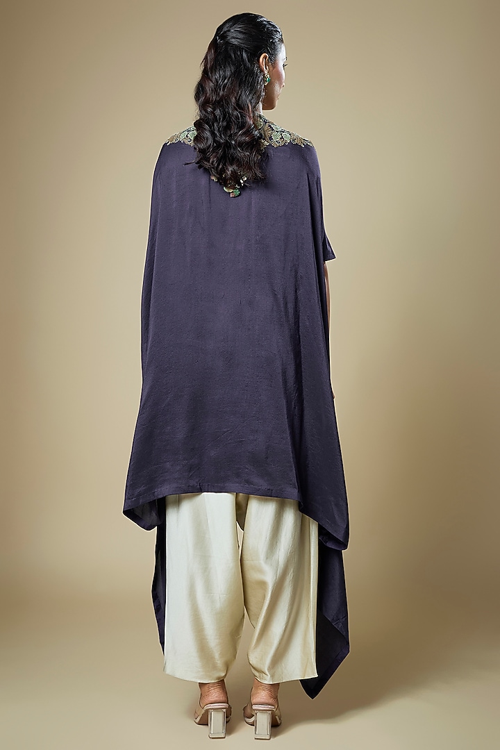 Royal Blue Dupion Silk Dori & Thread Work Kaftan Set by Prisho at Pernia's Pop Up Shop