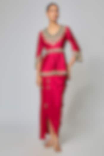 Cherry Red Modal Satin Skirt Set by Prisho at Pernia's Pop Up Shop
