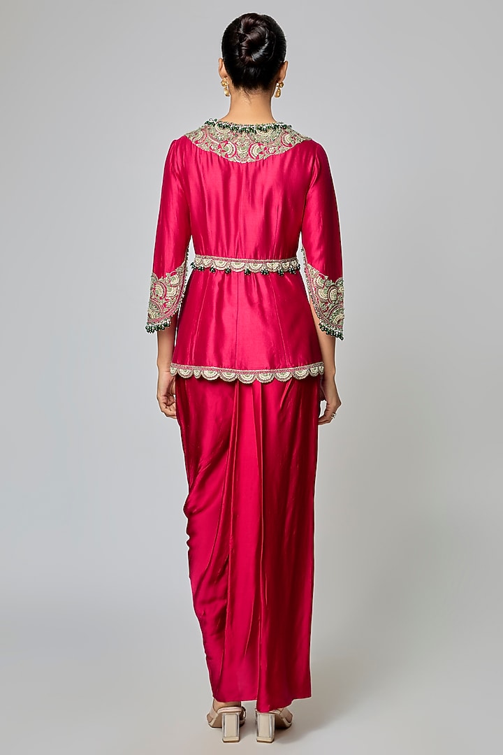 Cherry Red Modal Satin Skirt Set by Prisho at Pernia's Pop Up Shop