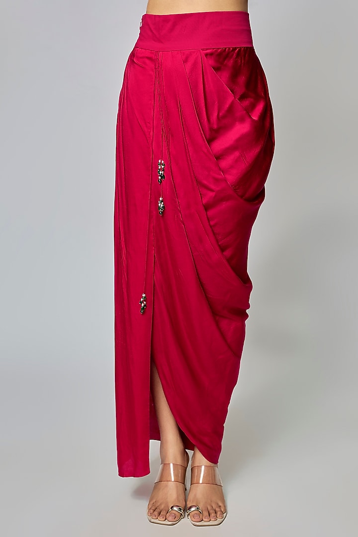 Cherry Red Modal Satin Skirt Set by Prisho at Pernia's Pop Up Shop