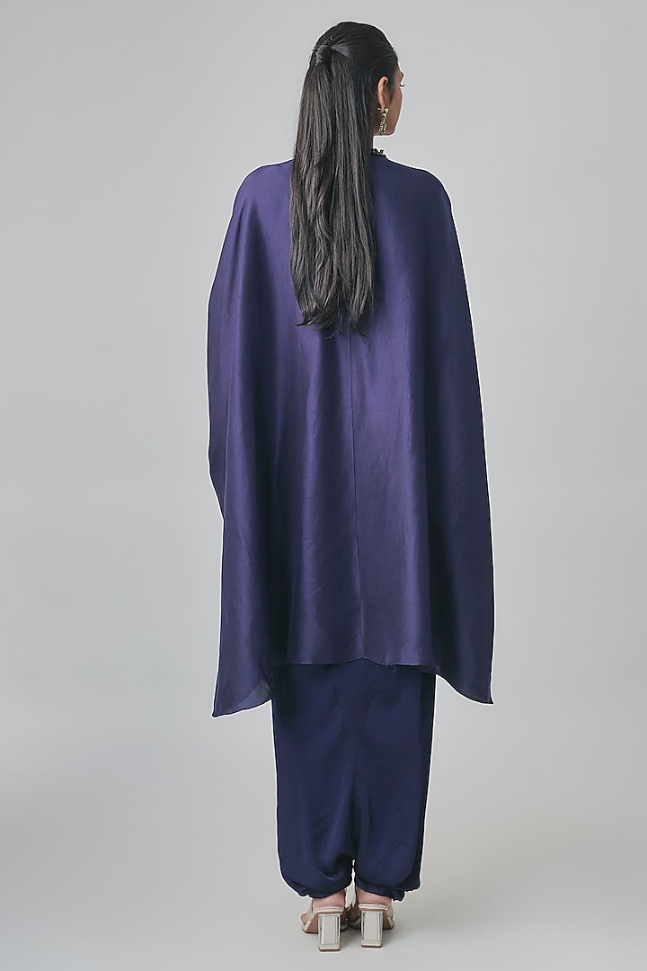 Royal Blue Silk Dori & Thread Work Kaftan Set by Prisho at Pernia's Pop Up Shop