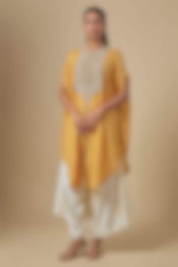 Mustard Bandhej Kaftan Set by Prisho at Pernia's Pop Up Shop
