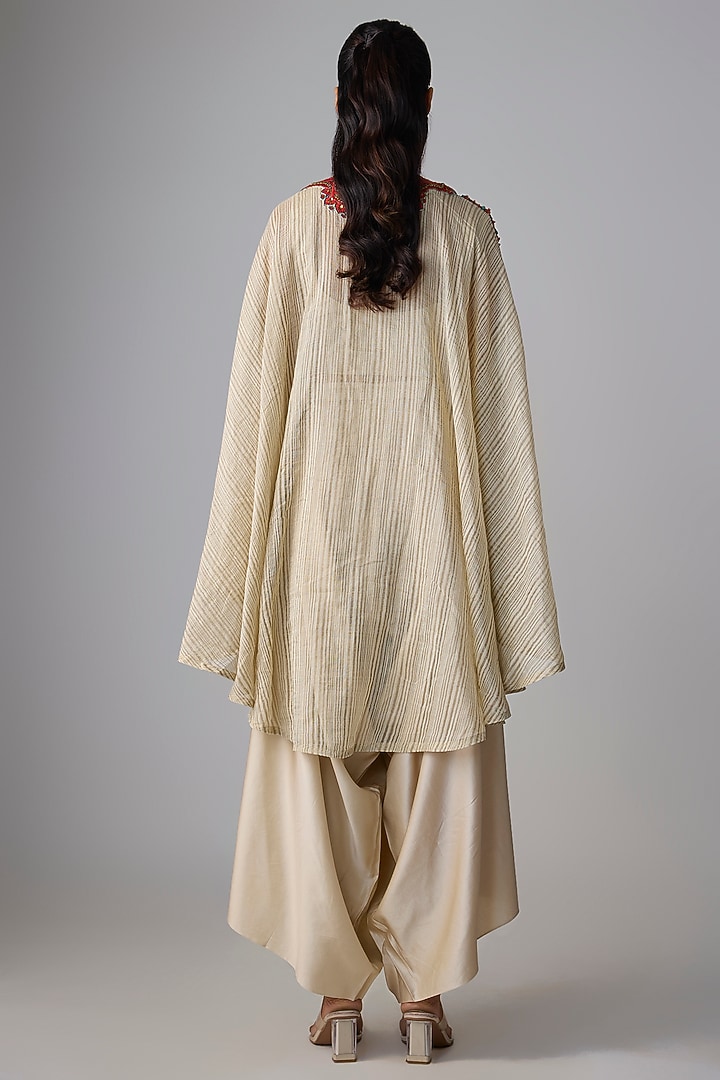 Ivory Tissue Thread Work Kaftan Set by Prisho at Pernia's Pop Up Shop