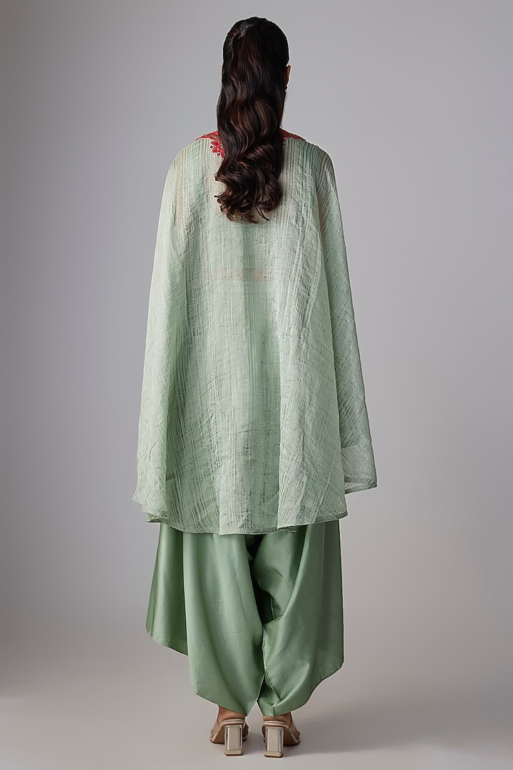 Aqua Tissue Thread Work Kaftan Set by Prisho at Pernia's Pop Up Shop