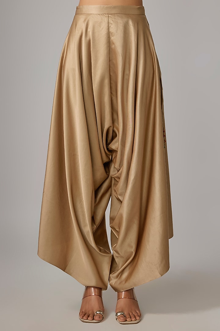 Beige Tissue Thread Work Kaftan Set by Prisho at Pernia's Pop Up Shop