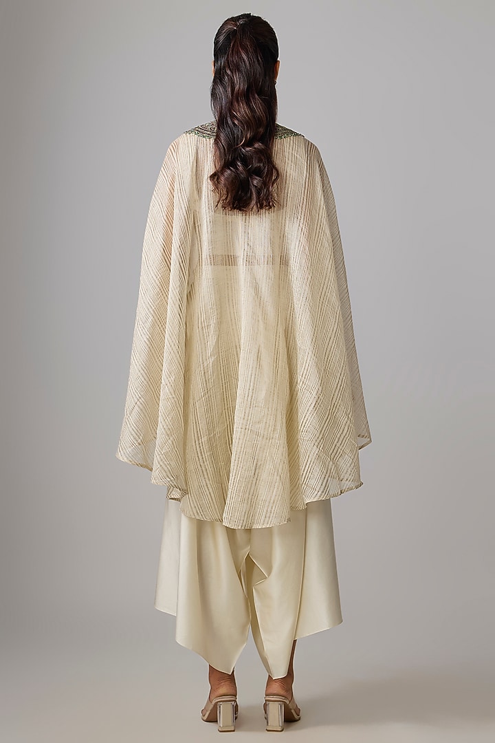 Ivory Tissue Thread Work Kaftan Set by Prisho at Pernia's Pop Up Shop