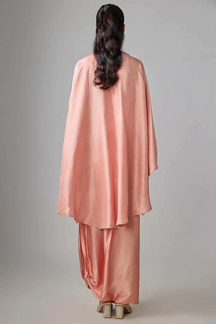 Peach Modal Satin Skirt Set by Prisho at Pernia's Pop Up Shop