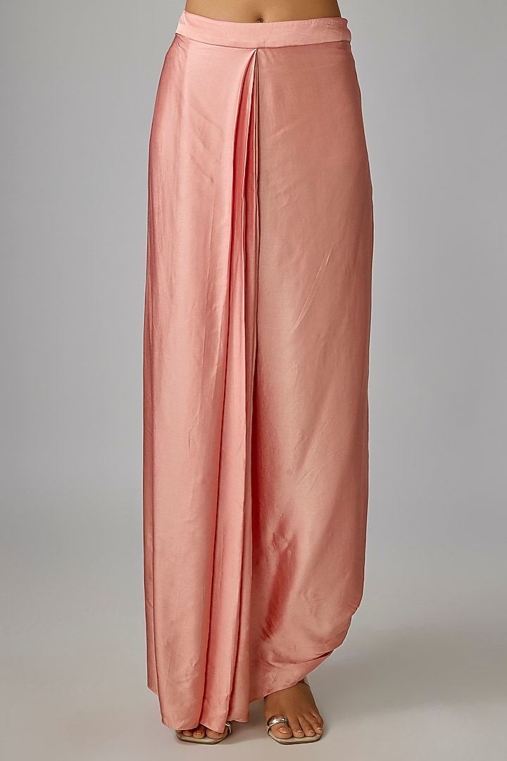 Peach Modal Satin Skirt Set by Prisho at Pernia's Pop Up Shop