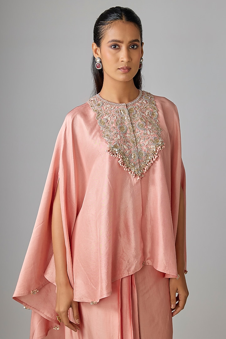 Peach Modal Satin Skirt Set by Prisho at Pernia's Pop Up Shop