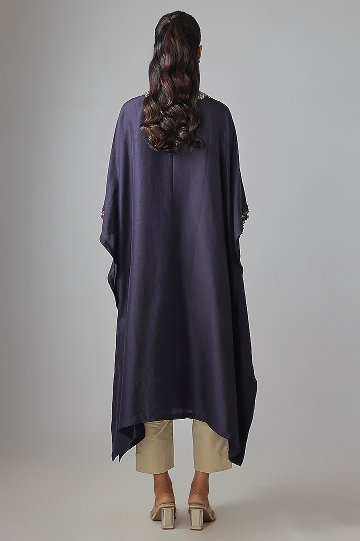 Royal Blue Silk Thread Work Kaftan Set by Prisho at Pernia's Pop Up Shop