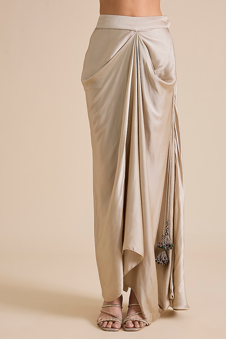 Smoke Grey Silk Thread Work Jacket Set by Prisho at Pernia's Pop Up Shop