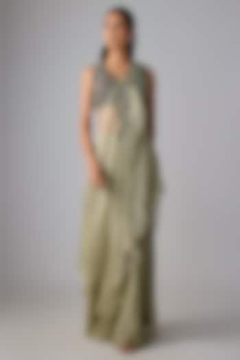 Aqua Tissue Skirt Set by Prisho at Pernia's Pop Up Shop