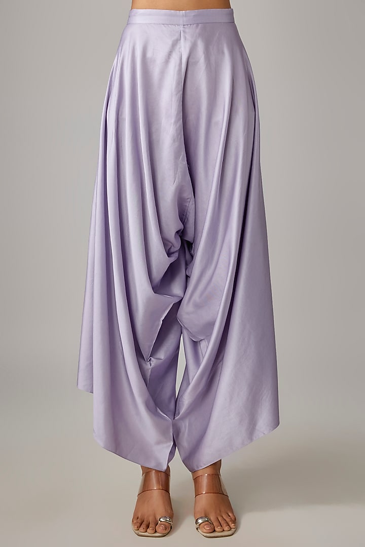 Lilac Crushed Silk Resham Work Kaftan Set by Prisho at Pernia's Pop Up Shop