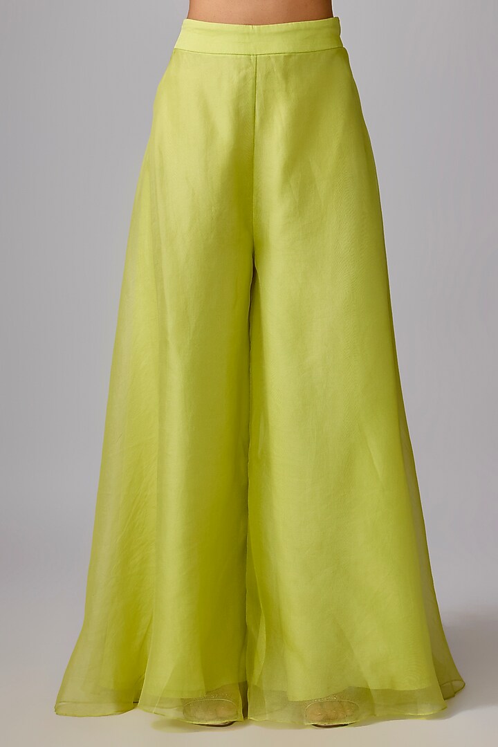 Light Lemon Green Silk Resham Work Kurta Set by Prisho at Pernia's Pop Up Shop