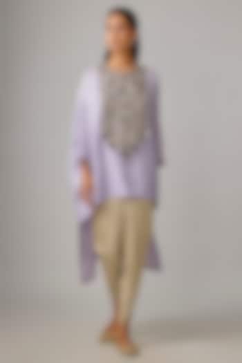 Lilac Silk Dori Work Kaftan Set by Prisho at Pernia's Pop Up Shop