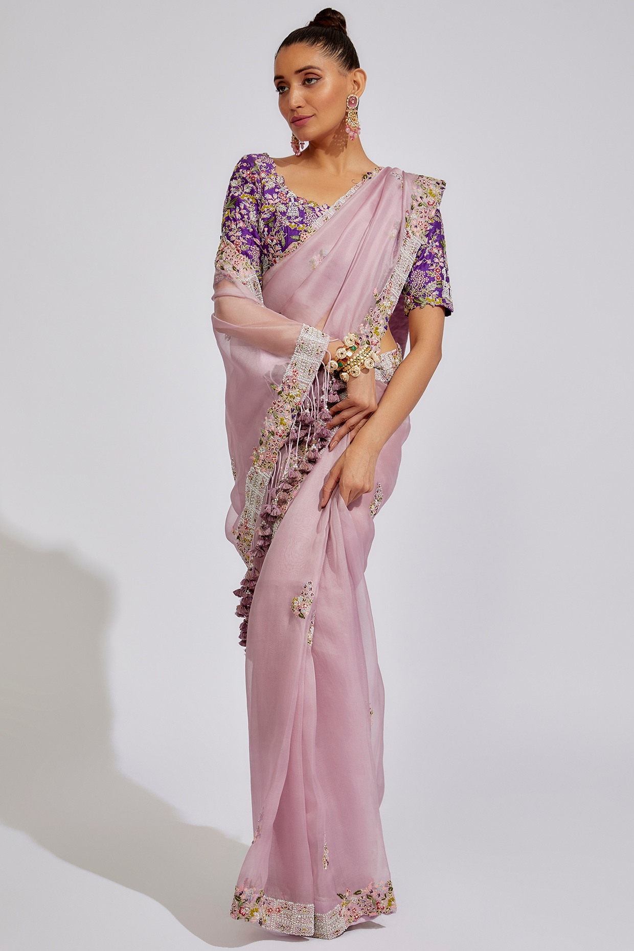 Buy Crally Self Design Bollywood Nylon, Net Purple Sarees Online @ Best  Price In India | Flipkart.com