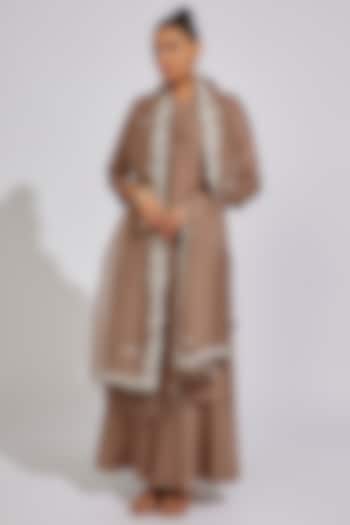 Rose Gold Cotton Satin Wedding Sharara Set by Prisho at Pernia's Pop Up Shop