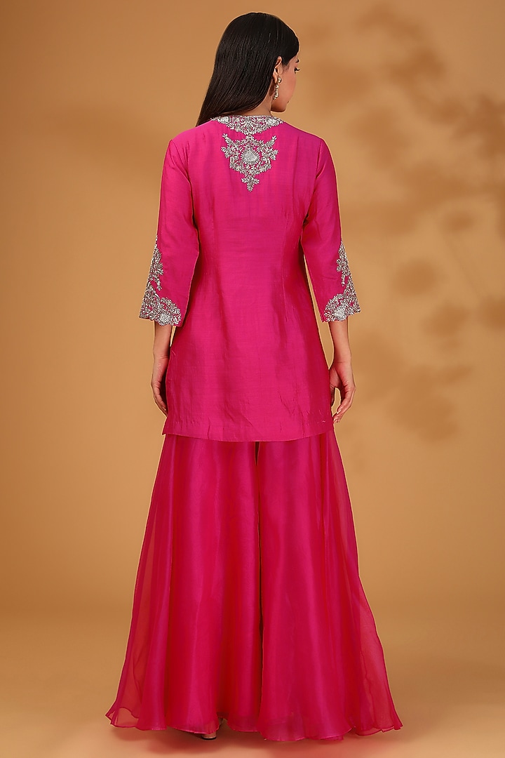Fuchsia Chanderi Wedding Sharara Set by Prisho at Pernia's Pop Up Shop