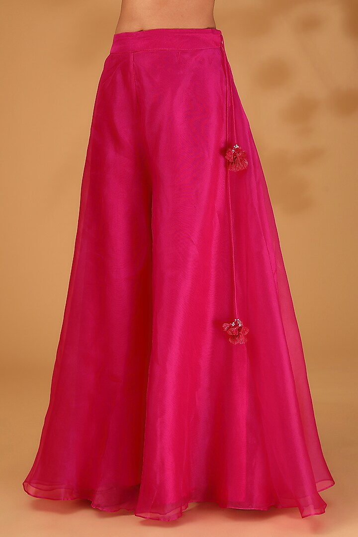 Fuchsia Chanderi Wedding Sharara Set by Prisho at Pernia's Pop Up Shop