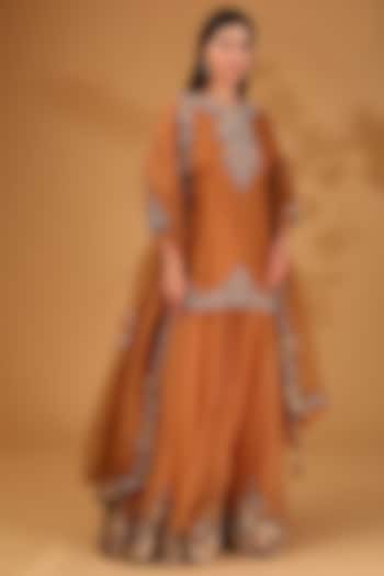 Orange Silk Resham Work Bridal Sharara Set by Prisho at Pernia's Pop Up Shop