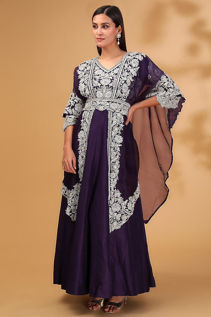 Purple Silk Dori Work Anarkali Set by Prisho at Pernia's Pop Up Shop