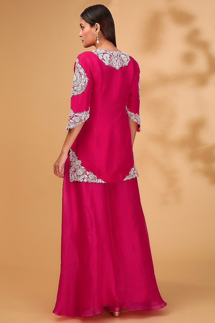 Fuchsia Organza Wedding Sharara Set by Prisho at Pernia's Pop Up Shop