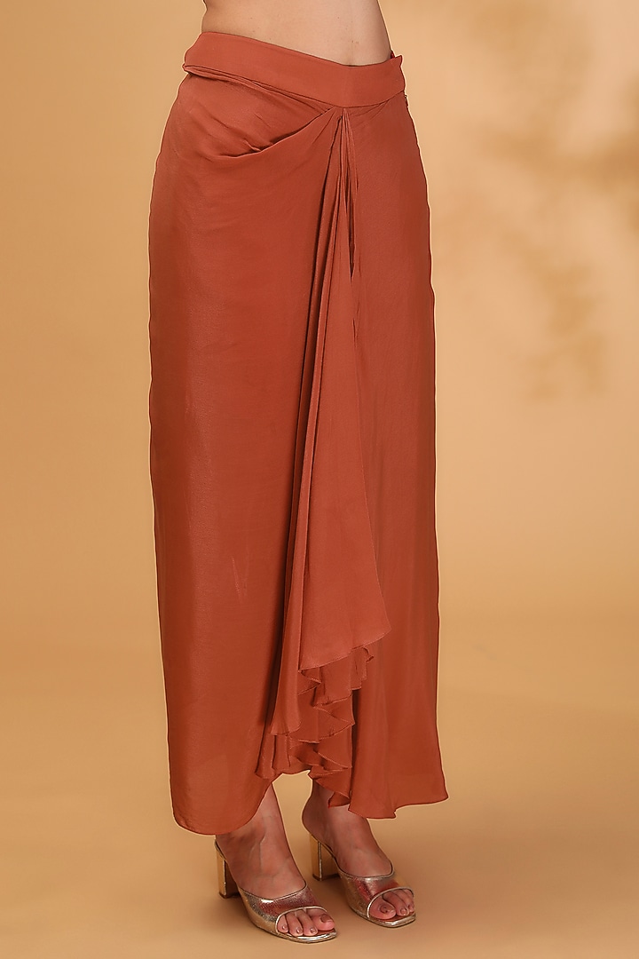 Deep Orange Crepe Skirt Set by Prisho at Pernia's Pop Up Shop