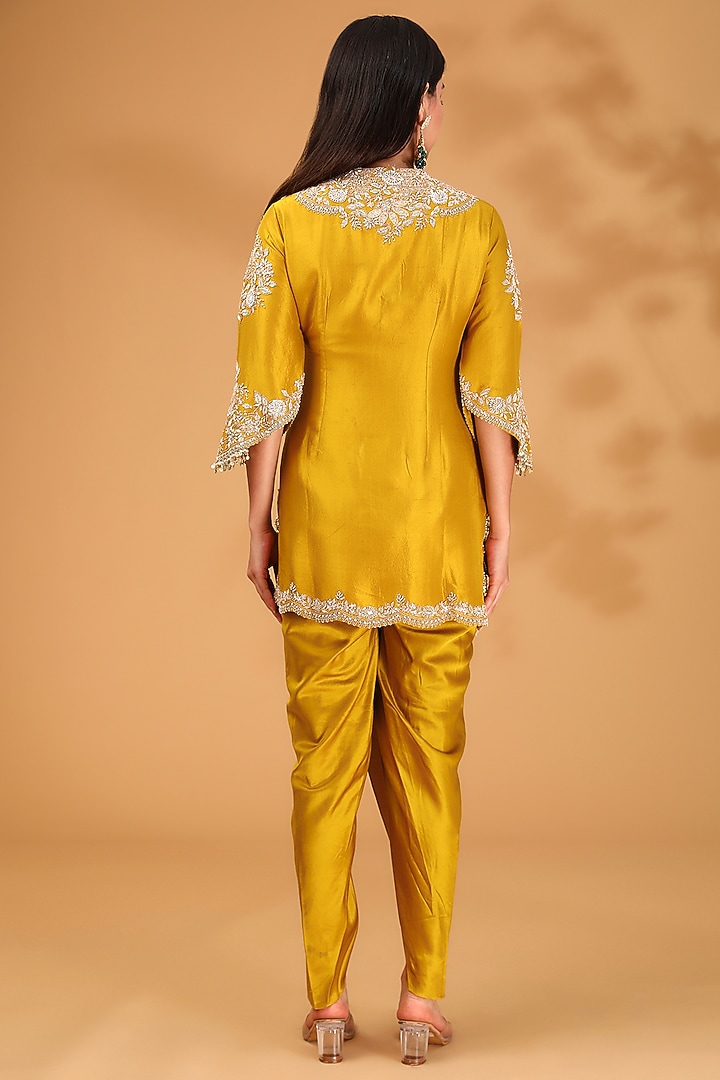Mustard Silk Zari Work Kurta Set by Prisho at Pernia's Pop Up Shop