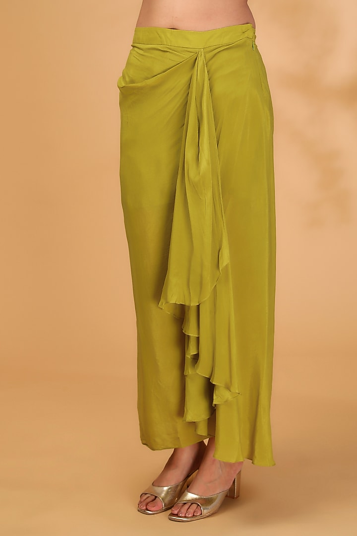 Lime Green Silk Resham Work Kaftan Set by Prisho at Pernia's Pop Up Shop