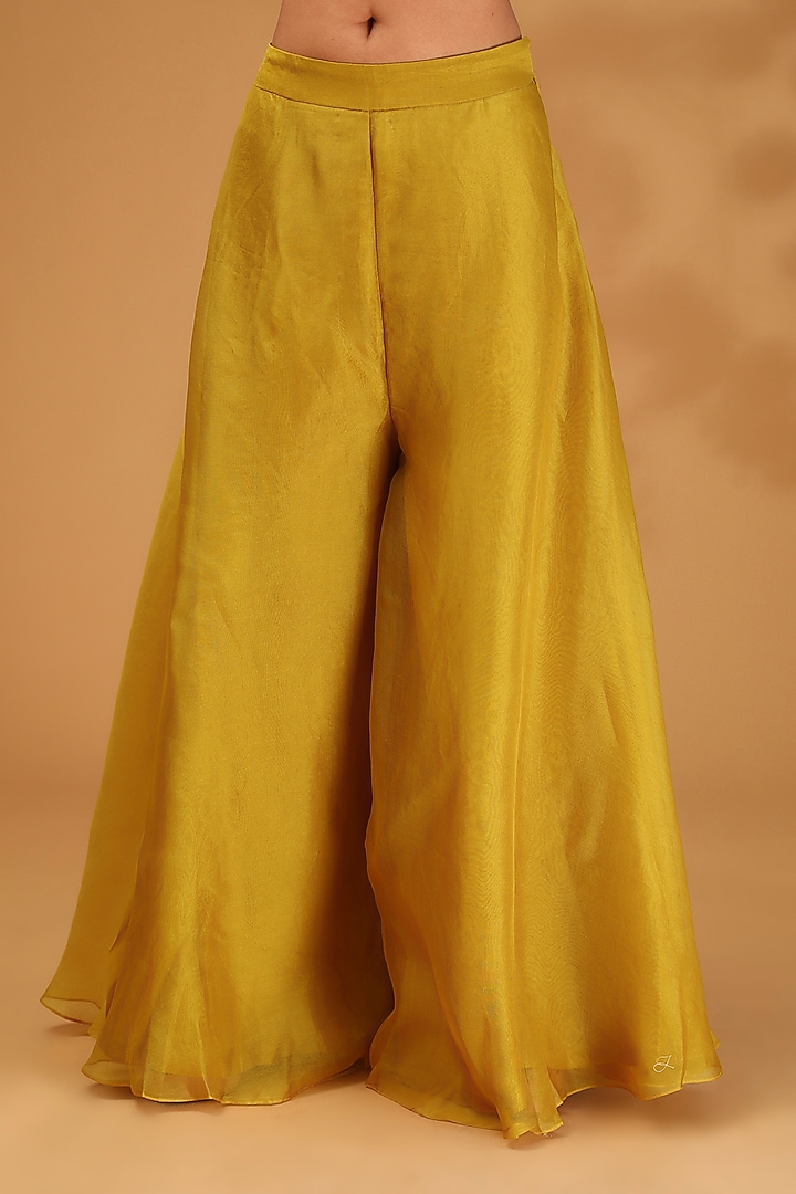 Mustard Chanderi Wedding Sharara Set by Prisho at Pernia's Pop Up Shop