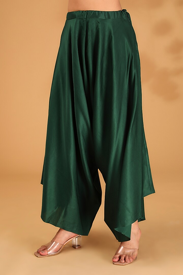 Bottle Green Silk Maal Work Kaftan Set by Prisho at Pernia's Pop Up Shop